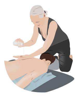 Préparation du massage du dos - Application des huiles - moment de détente profonde